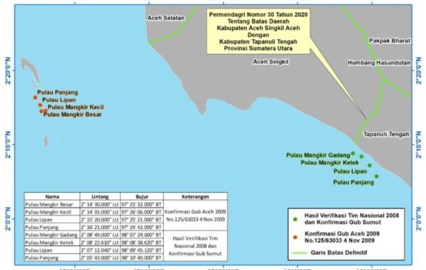 Kronologi ‘Rebutan’ 4 Pulau antara Aceh dan Sumut