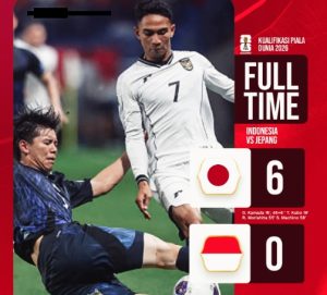Jepang Terlalu Perkasa, Indonesia Kalah 0-6